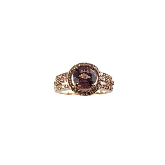 14K RG Rhodolite Garnet & Champagne Diamond Ring Size 8 JAGi Certified #13889 - Picture 1 of 16